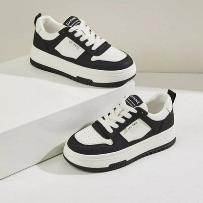 Damen Sneaker Hohe Sohle Atmungsaktiv Leder Sportschuhe