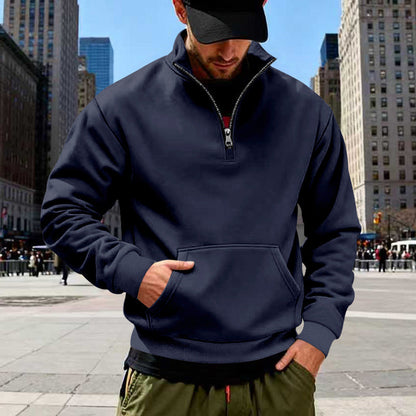 Herren Sweatshirt Halbzipper Grau Sportlich