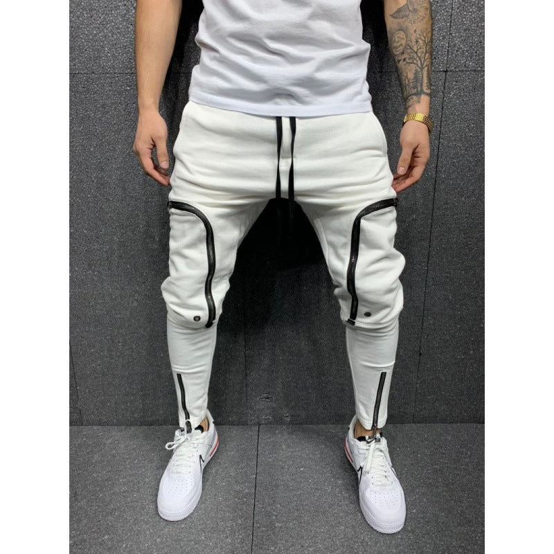 Herren Jogginghose Sportlich Slim Fit Mit Reißverschluss