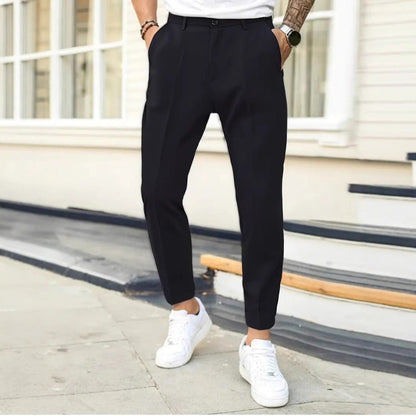 Herren Slimfit Hose Baumwolle Elegant Schwarz