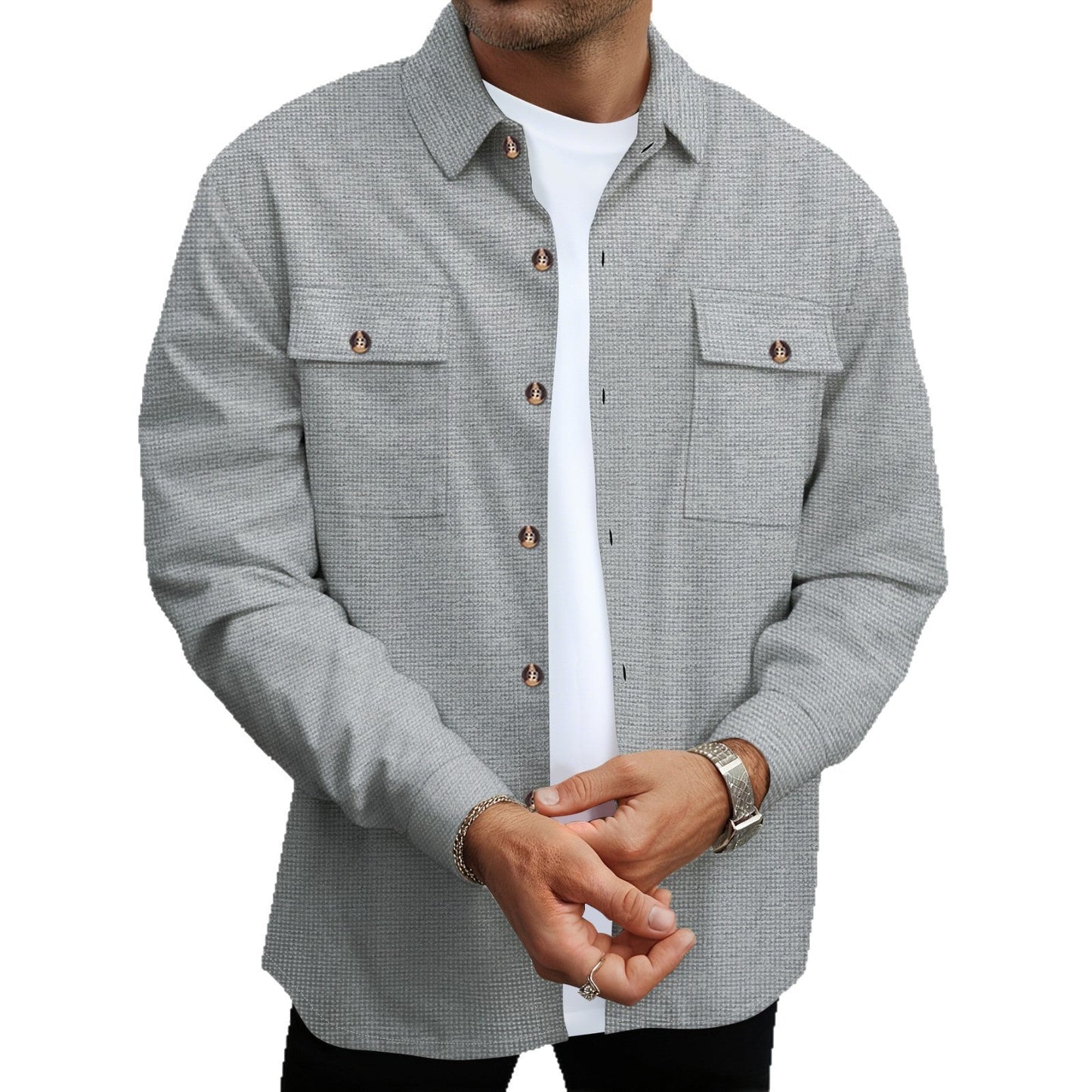 Herren Blousonjacke Modern mit Taschen Schwarz