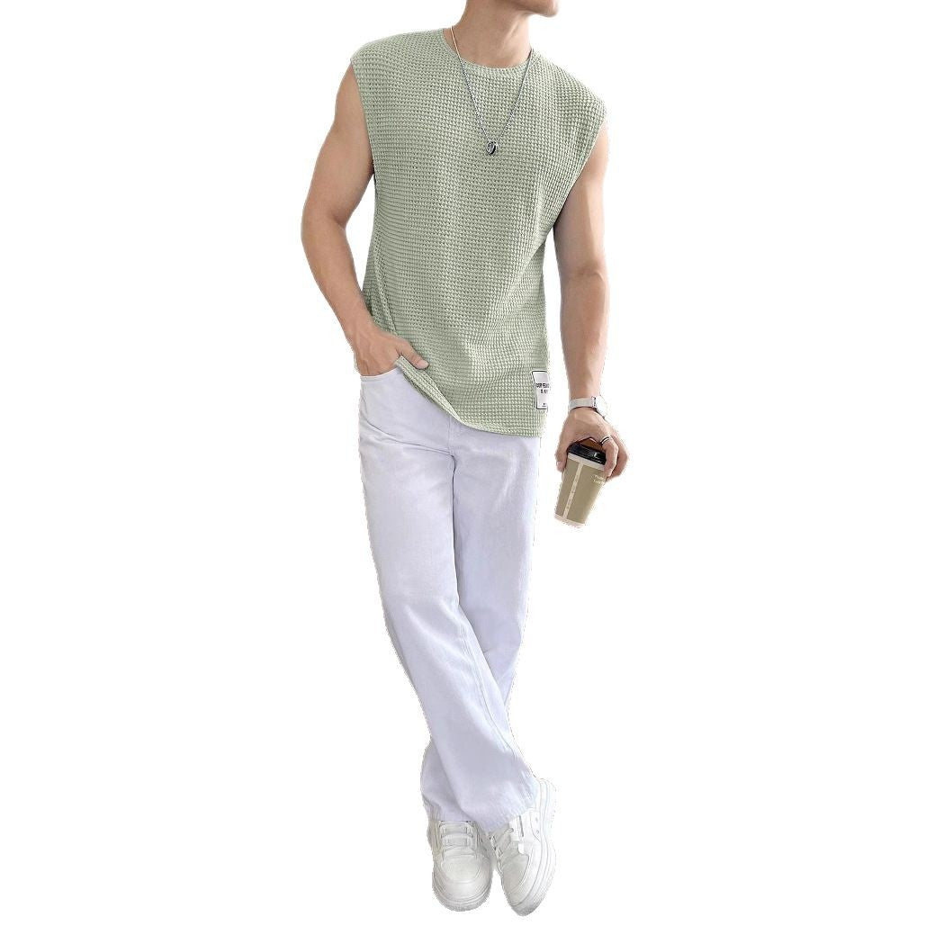 Herren T-Shirt Ärmellos Struktur Optik Modern
