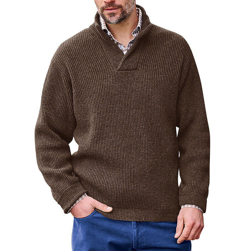 Herren Strickpullover Modern Stehkragen Rippstruktur