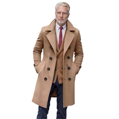 Herren Wollmantel Eleganter Doppelreihen Knopf Mantel