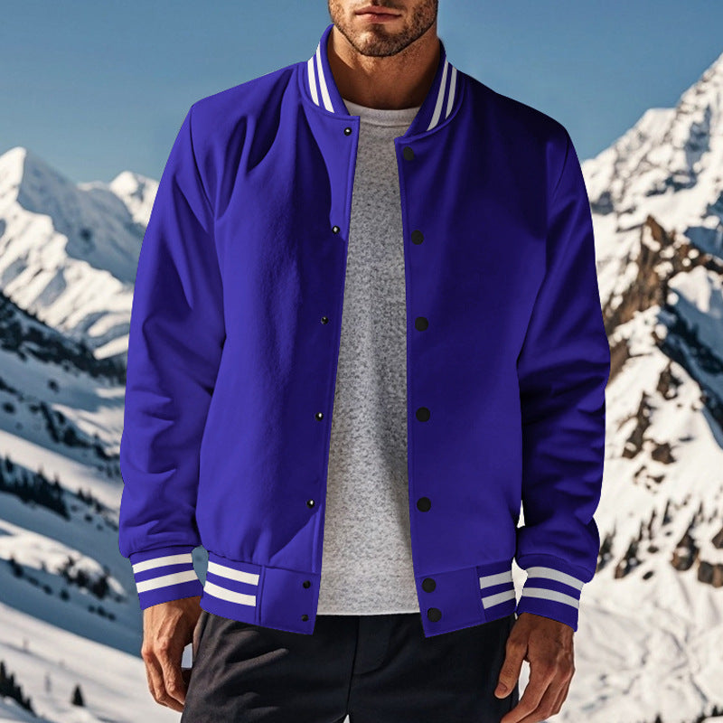 Herren Collegejacke Elastisch Rippbündchen Sportlich