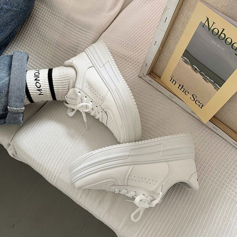 Damen Plateau Sneaker Hohe Gummisohle Modern