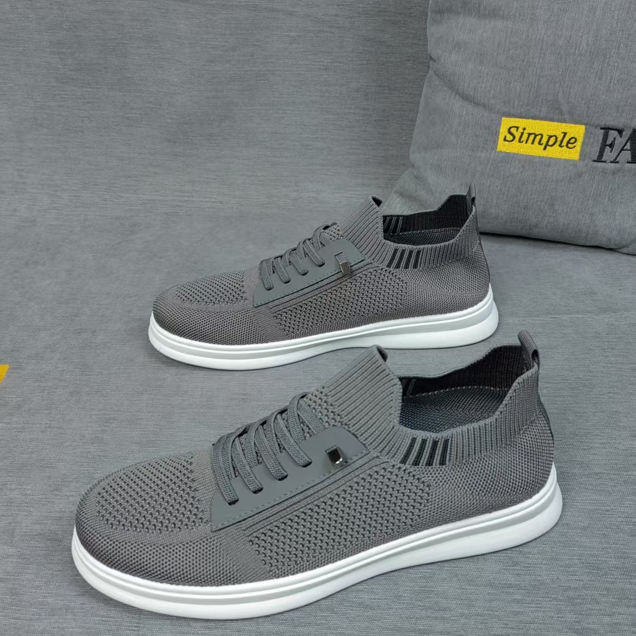 Damen Sport Sneakers Atmungsaktiv mit Reißverschluss Schwarz
