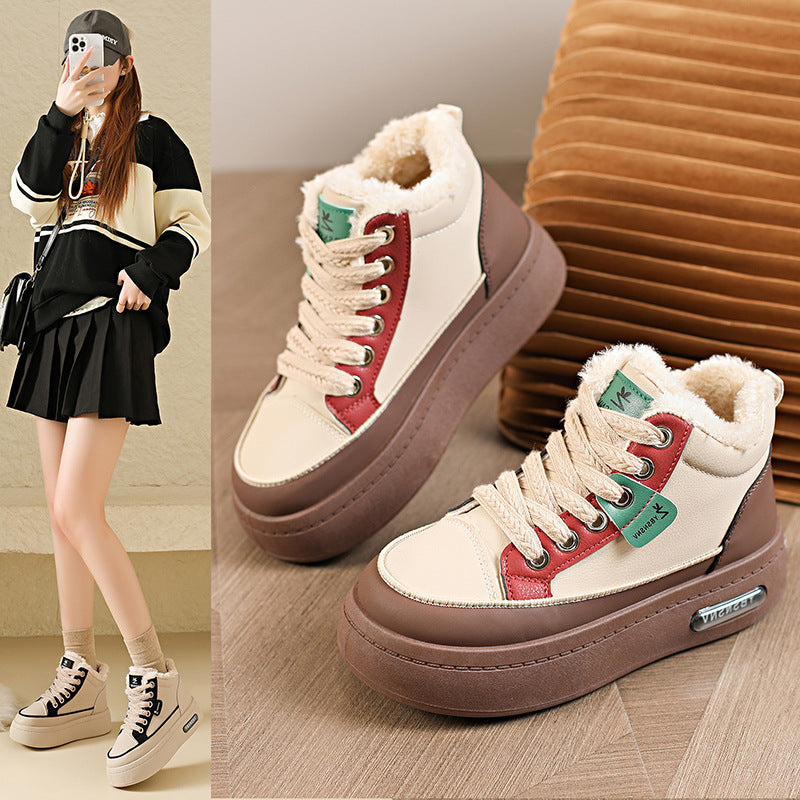 Damen Sneaker High-Top Warmfutter Mode Schuhe Frauen - BerlinGlamour