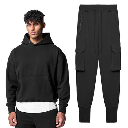 Herren Hoodie mit Kängurutasche und Cargo-Hose Modern