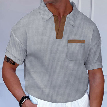Herren Polohemd Kurzarm Modern mit Stehkragen und Brusttasche