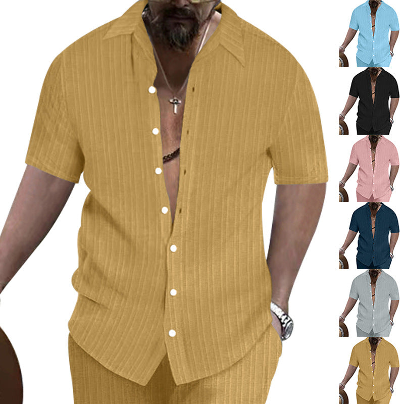 Herren Kurzarmhemd Streifendesign Moderner Kragen Slim Fit - BerlinGlamour