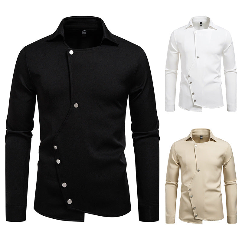 Herren Hemd Asymmetrisch Modern Mit Knöpfen