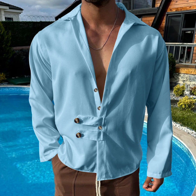 Herren Freizeithemd Modern mit Knopfdetails Trendy