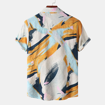Herren Hemd Kurzarm Abstraktes Design Locker Sitz