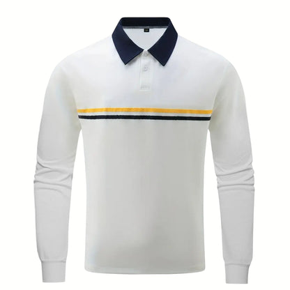 Herren Polohemd Langarm Modern Streifen Design
