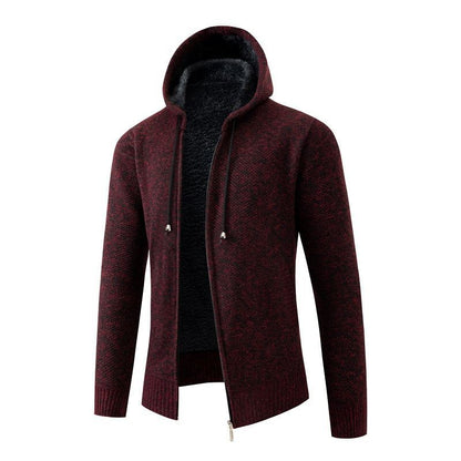 Herren Strickjacke Gefüttert Kapuze Warm