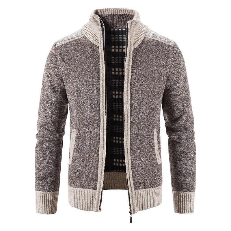 Herren Strickjacke Stehkragen Modern Strukturiert
