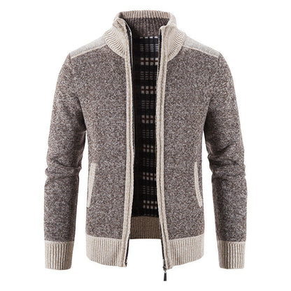 Herren Strickjacke Stehkragen Modern Strukturiert