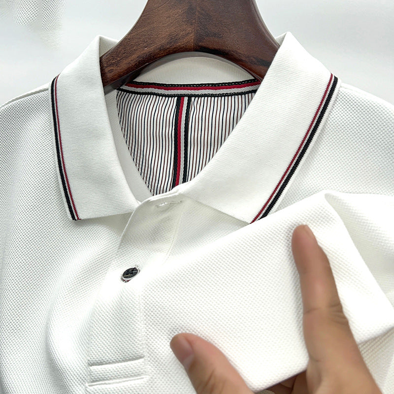 Herren Poloshirt Atmungsaktiv Piqué Elegante Kontrastdetails