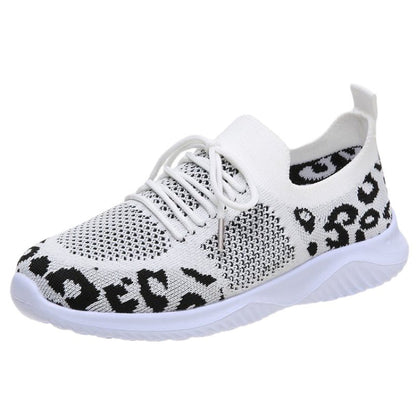 Damen Sneaker Sportschuhe Mesh Obermaterial Tierprint Schwarz