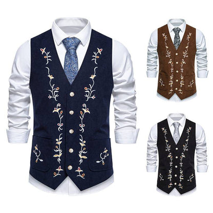 Herren Weste Elegant mit Stickereien Modern Floral