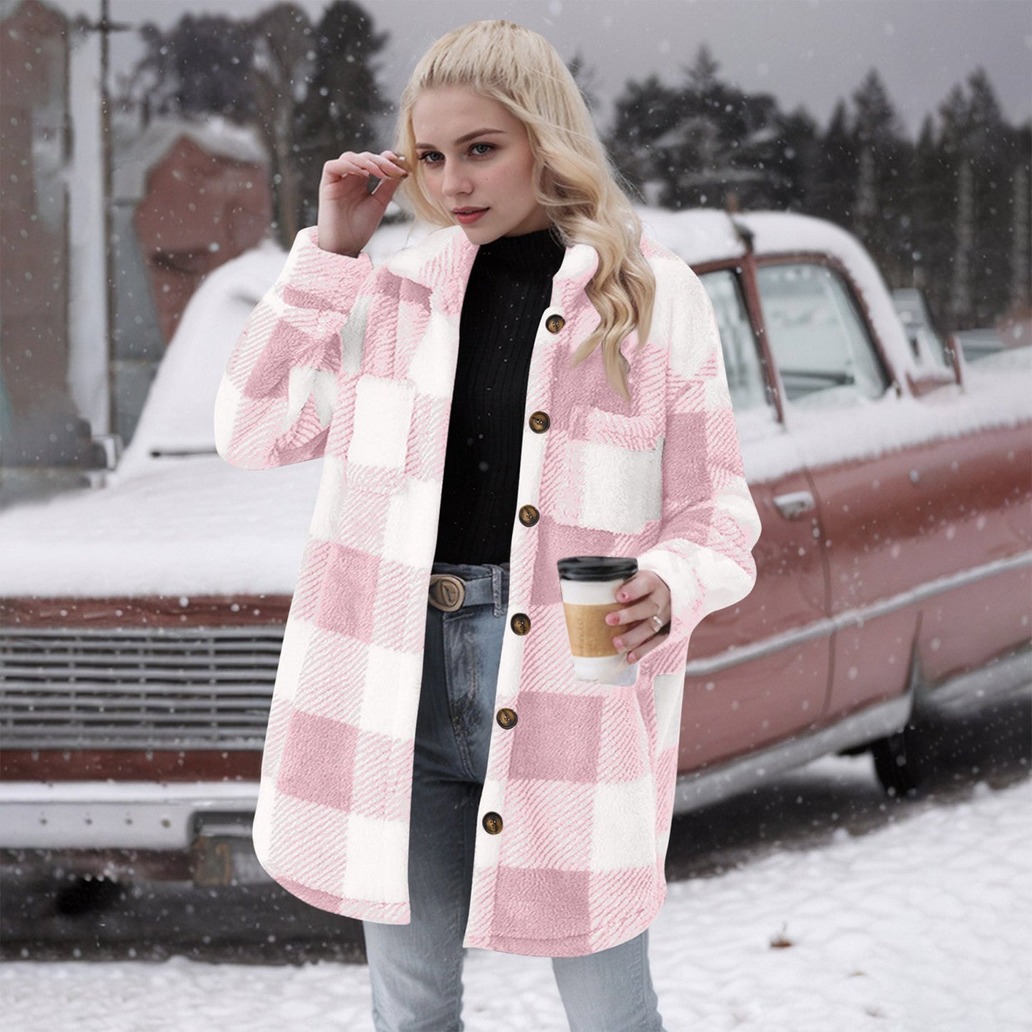 Damen Flanell-Jacke Warm Elegant