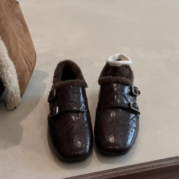Damen Mokassins Weich Schnalle Lederschuhe Modern - BerlinGlamour
