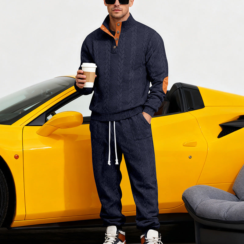 Herren Strickpullover Jogginganzug Set Bequem Warm
