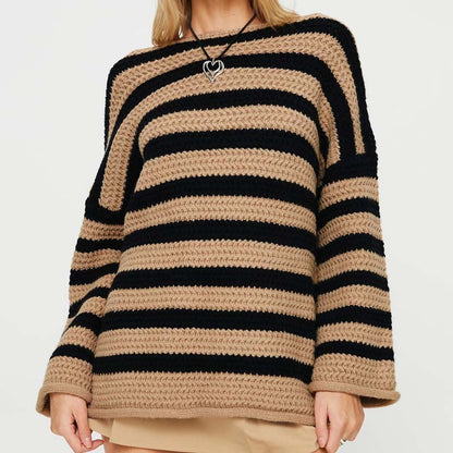 Gestreifter Strickpullover Weich Pastellfarben Damen