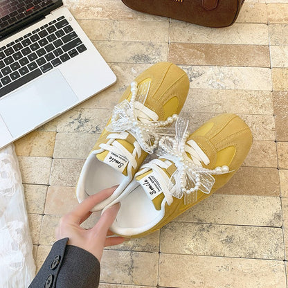 Damen Sneaker Sportlich Elegant Schleifen Detail