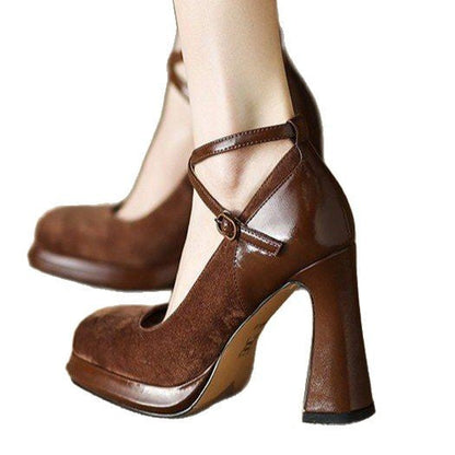 Damen Pumps Hochzeitsschuhe Luxus Blockabsatz Elegант