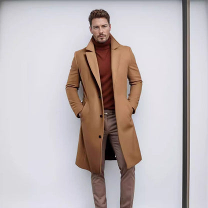 Langer Wintermantel Herren Elegant Schwarz
