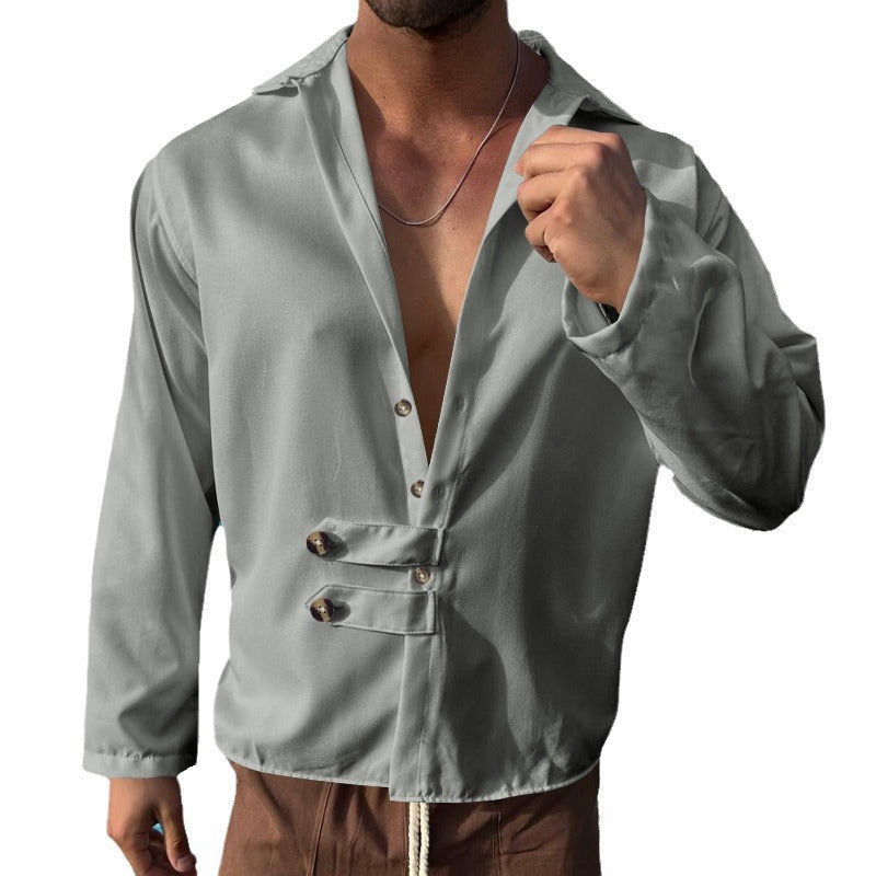 Herren Langarmhemd Modern mit Knopfleiste Elegantes Design