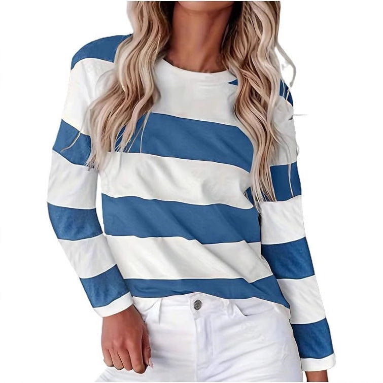 Damen Langarmshirt Streifen Lässig Modern