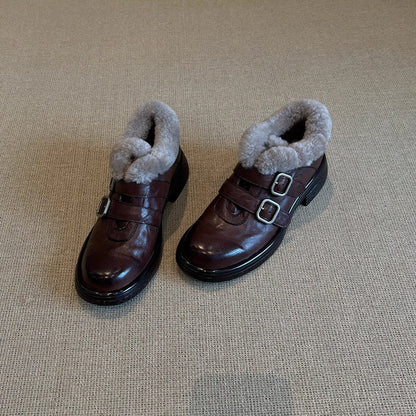 Damen Stiefeletten Warm Gefüttert Schnürsenkel Modisch Schwarz