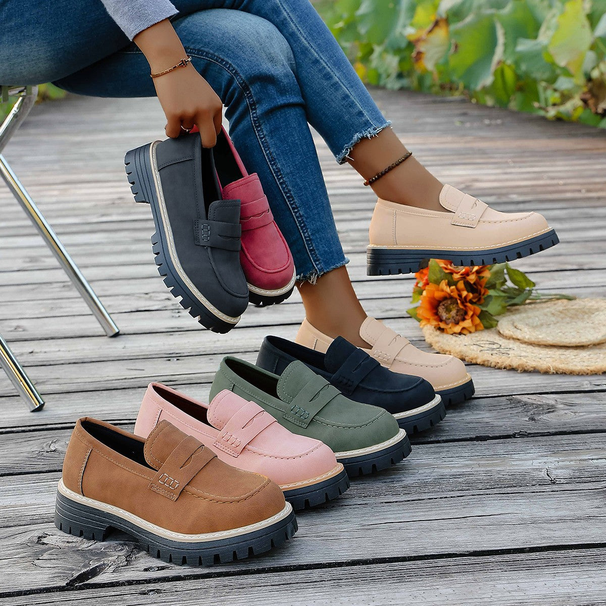 Damen Slipper Mokassin Lederoberfläche Rutschfest Moderne - BerlinGlamour