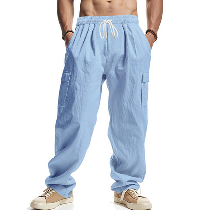 Herren lockere Cargohose mit elastischem Bund und praktischen Seitentaschen. Diese Taschen sind ideal für den täglichen Gebrauch, bieten viel Platz für alle wichtigen Dinge und sind aus robustem Material