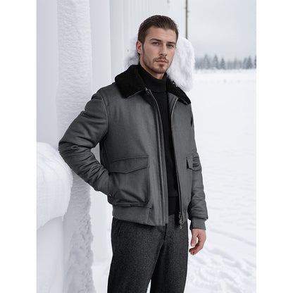 Herren Bomberjacke Warm Teddykragen Modern