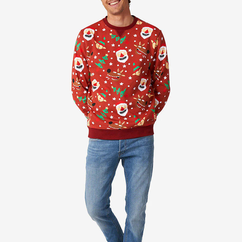 Herren Weihnachtspullover Festlich Rot Glitzernd
