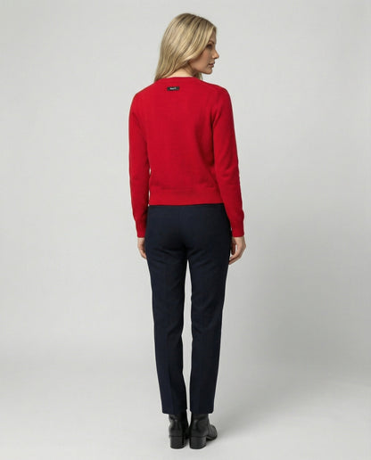 Damen Strickjacke Wollmischung Rot Festlich