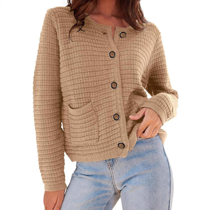 Damen Cardigan Modern Rippmuster Elegante Knöpfe