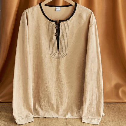 Herren Langarmshirt Bequem Modern mit Knöpfen