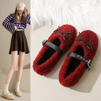 Damen Ballerinas Weich Bequem mit verstellbarem Riemen