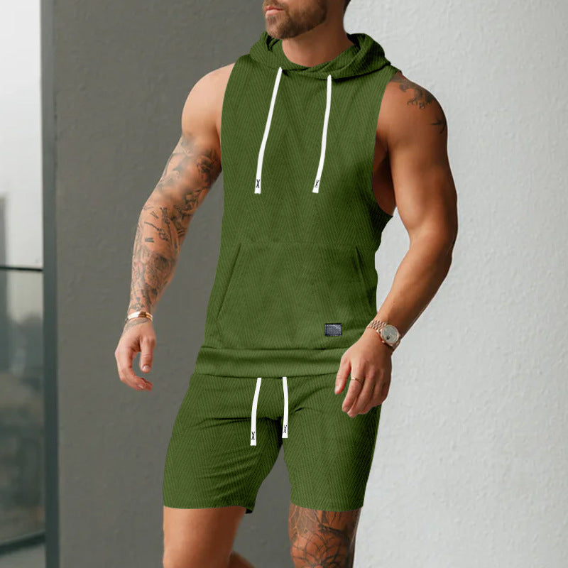 Herren Sportliche Hoodie Kurzarm Set Streetwear