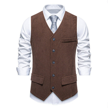 Herren Anzugweste Klassisch Herringbone Mit Taschen Elegant