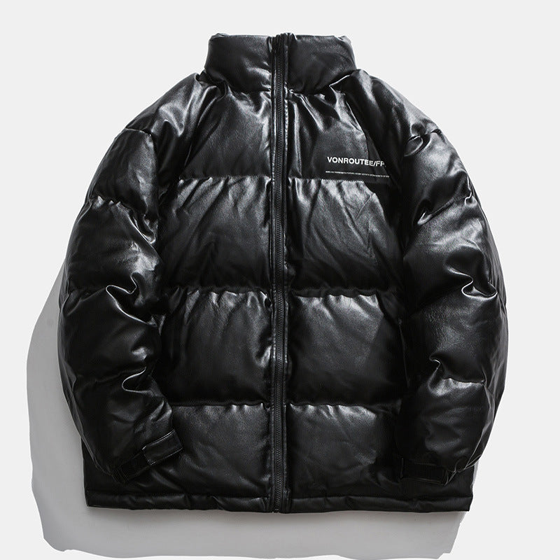 Herren Steppjacke Elegant Modern Leder Optik