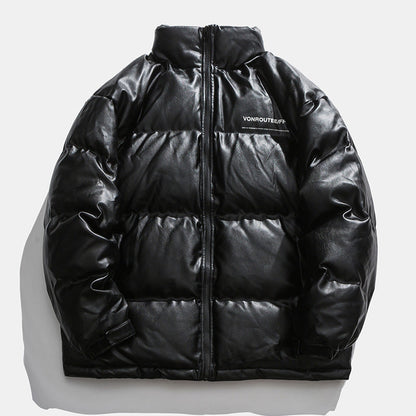 Herren Steppjacke Elegant Modern Leder Optik