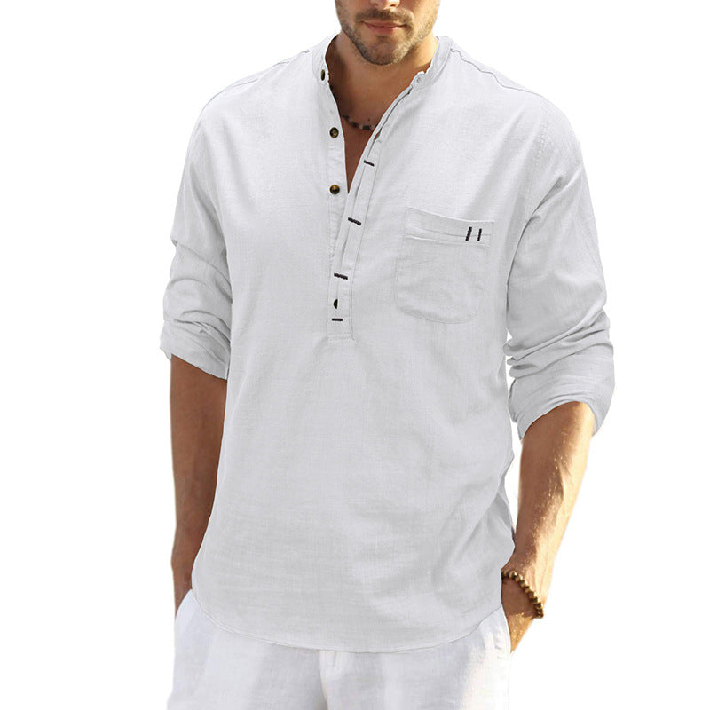 Herren Leinenhemd Sommer Modern Elegant