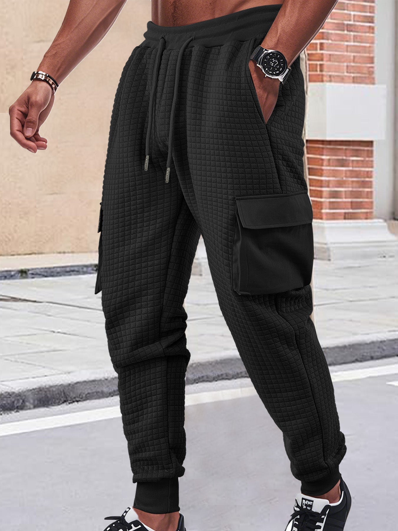 Herren Jogginghose Cargo Modern atmungsaktiv Schwarz