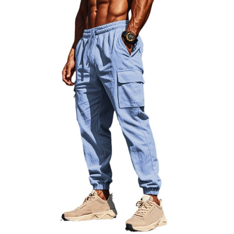 Herren Jogginghose Bequem Cargo-Style Mit Kordelzug